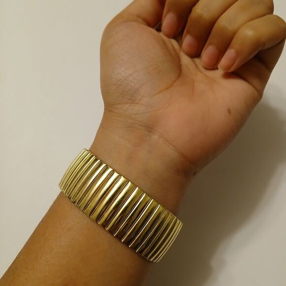 Jessica Carlyle Gold Tone Stretch Band Pink Face Rhinestone Bezel Quartz Watch - Picture 6 of 15